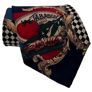 Vintage Tabasco Silk Tie Silhouette Oyster McILHENNY Co  Avery Island LA Novelty